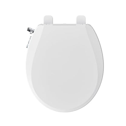 Clirass Bidet Toilet Seat, Soft Close Round Toilet Seat, Button control Feminine/Posterior Wash Switch, Knob Control Water Pressure,White Bidet Seat Attachment with Brass inlet - color: White, size: Round