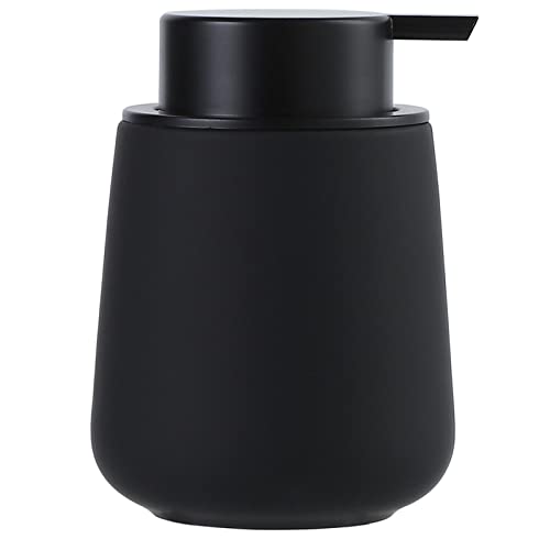 BosilunLife Ceramic Soap Dispenser - Dish Soap Dispenser for Bathroom 12Oz | Refillable Liquid Hand Wash Dispenser for Essential Oil, Lotion Soap, Rubber Paint Black - color: Rubber Black