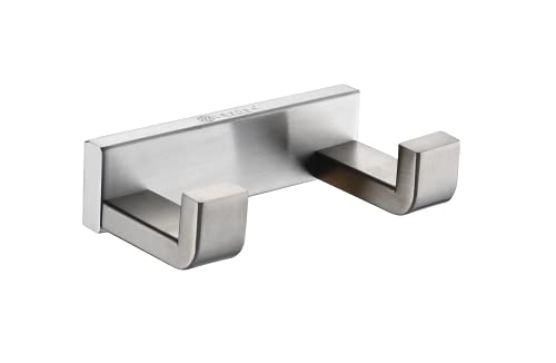 Bagno Bianca Stainless Steel Double Robe Hook in Brushed Nickel - color: Brushed Nickel