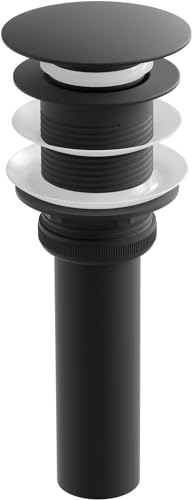 ZM Pop Up Drain Stopper No Overflow for Bathroom Faucet Vessel or Vanity Sink, Matte Black - style: Black Without Overflow