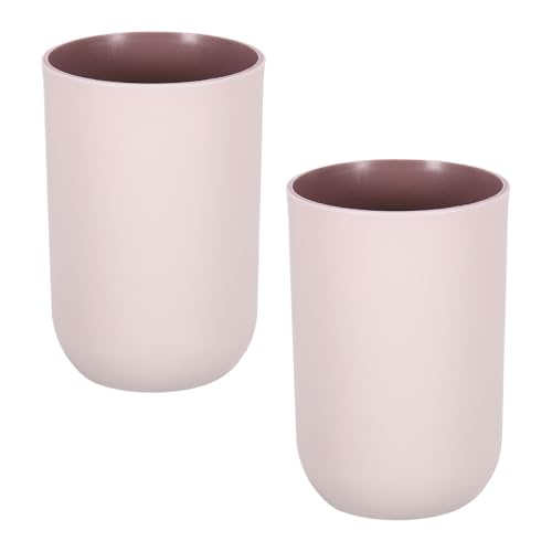 uxcell 2Pcs Plastic Drinking Cups, Double Color Unbreakable Reusable Bathroom Cup Mouthwash Cup Toothbrush Tumbler Holder, Pink - color: Pink