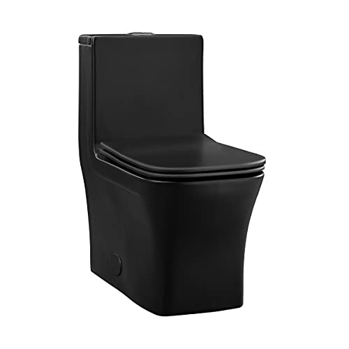 Concorde One-Piece 12" Rough-in 1.1/1.6 GPF Dual Top Flush Square Toilet in Matte Black - color: Matte Black, size: 12" Rough-in
