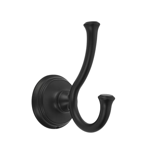 TUNNY Towel Hook Bathroom-2 Pack Matte Black Double Robe/Towel Hook Wall Mounted Hook for Bathroom Bedroom Kitchen - color: Matte Black