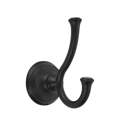TUNNY Towel Hook Bathroom-2 Pack Matte Black Double Robe/Towel Hook Wall Mounted Hook for Bathroom Bedroom Kitchen - color: Matte Black