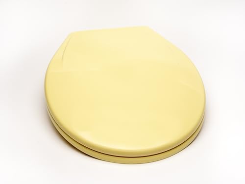 2Q1R6-50 Builder Grade Slow Close Plastic Toilet Seat with Vari-Adjust Lok-Down R'N'C Hinge and Quik-Lok Mounting Hardware, Round, Yellow - color: Yellow, style: Round