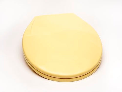 2Q1R6-50 Builder Grade Slow Close Plastic Toilet Seat with Vari-Adjust Lok-Down R'N'C Hinge and Quik-Lok Mounting Hardware, Round, Yellow - color: Yellow, style: Round