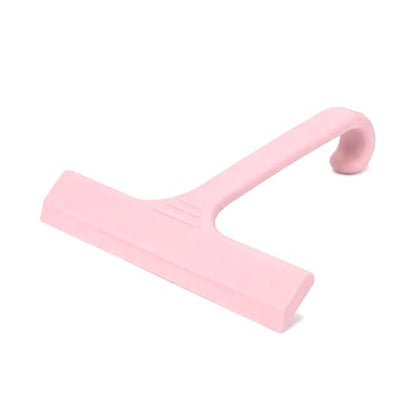 Silicone Shower Squeegee - All-in-One Design with Built-in Hook, 10 Inch Streak-Free Bathroom and car Cleaner for Glass Doors, Mirrors, Windows, Tiles Pink - color: Pink