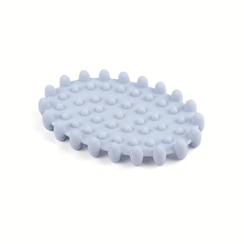 1Pc Light Blue Silicone Soap Dish, Self-Draining Non-Slip Soap Saver Pad, Quick Dry Bar Soap Holder Tray for Bathroom, Shower, Kitchen Sink, Bar Toilet, Easy Clean - color: Light Blue