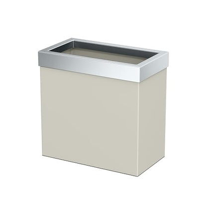 Gatco Modern Rectangle Wastebasket, Matte Pearl and Chrome Combo - Stainless Steel Trash Can with Removable Lid, Leakproof, 3 Gallon Capacity for Bathroom, Bedroom, Kitchen, or Office - color: Matte Pearl / Chrome