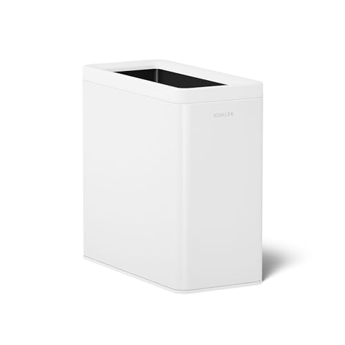 Kohler K-31313-STW 12-Liter Open-Top Trash Can, White Stainless Steel - color: White Stainless Steel, size: 3.1 Gallon - Open Top
