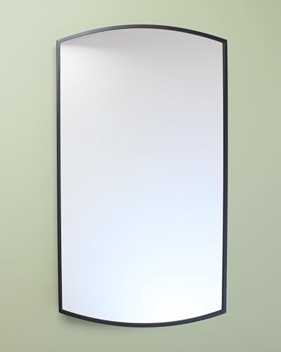 16x26 Harper Crescent Metal Framed Rectangle Recessed Bathroom Medicine Cabinet, Arced Mirror, 14x24 in-Wall Opening, Adjustable Glass Shelves, Magnet Close, Black - color: Black, size: 16x26