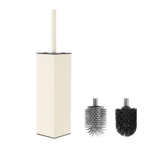 Toilet Brush and Holder Set White Freestanding for Bathroom - color: White