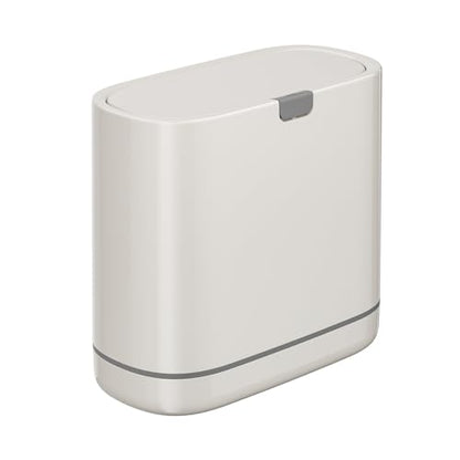 Bathroom Trash Can with Lid, 2.6 Gallon Slim Garbage Can with Inner Bucket, Press Top Bin, Plastic Narrow Wastebasket for Kitchen, Home, Office, Bedroom, Living Room