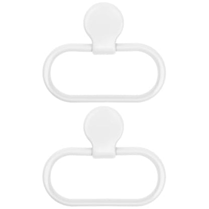 Healeved 2pcs Adhesive Towel Ring for Bathroom Wall, Waterproof Hand Towel Holder Strong Stick, White No-Drill Installation Wash Cloth Hanger for Shower and Bathroom