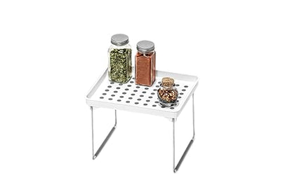 madesmart Classic Stacking Shelf, White | non slip feet, rounded corners, vertical space, stackable design, stable platform, spices cans jars, woman owned - size: Small
