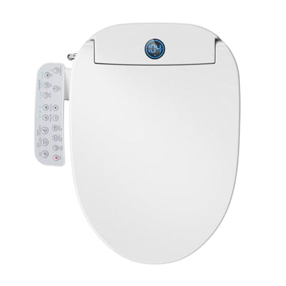GAICOM Electric Bidet Toilet Seat Elongated, Heated Seat ＆ Warm Air Dryer | Instant Warm Water, Multiple Cleaning Modes, Side Panel Control, Self Cleaning Nozzle, Night Light, Soft Close Lid - color: Milky white