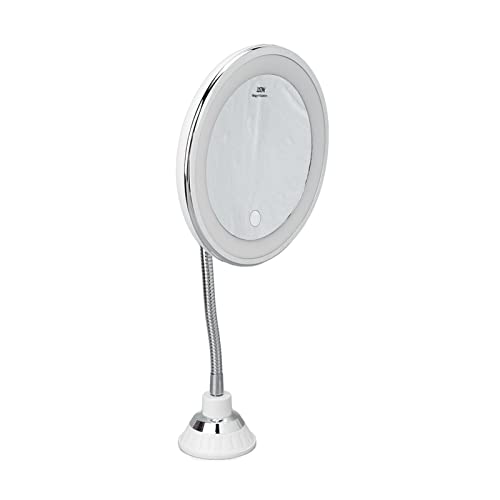Lighted Makeup Mirror, 10x Magnifying Mirror Suction Cup with Light 3 Color Modes and Adjustable Brightness 360°Swivel for Vanity