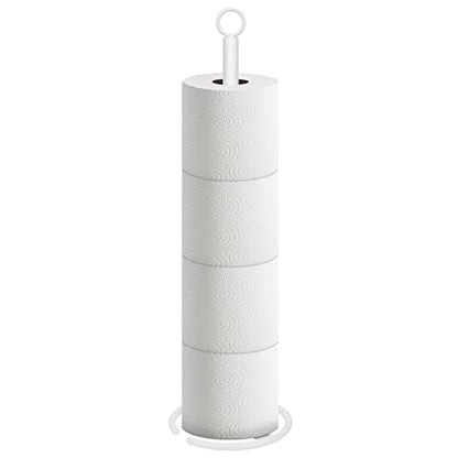 NearMoon Bath Toilet Paper Holder Stand, Freestanding Tissue Paper Storage with Reserve, Space Toilet 4 Rolls Holder for Bathroom/Kitchen Countertop-All Metal (1 Pack, White) - color: White