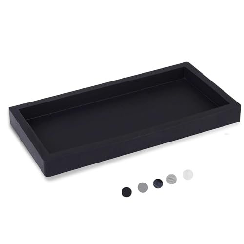 Silicone Bathroom Vanity Tray Dish Soap Holder Sink Organizer, Black | Small, Thickened Silicone, Easy to Clean, Waterproof, Non-Slip, for Countertop, Kitchen, Bedroom, Dresser - color: Black, size: 7.9" x 4.0"