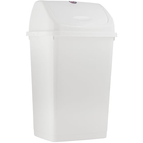 Superio Kitchen Trash Can 13 Gallon with Swing Lid, Plastic Tall Garbage Can Outdoor and Indoor, Large 52 Qt Recycle Bin and Waste Basket for Home, Office, Garage, Patio, Restaurant (White) - size: 13 Gallon, style: 1 Pack
