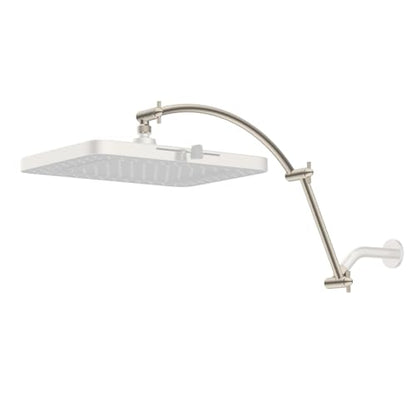 Hibbent All Metal 20'' Shower Head Extension Arm, Brushed Nickel | Solid Brass Adjustable Shower Arm with Lock Joint, Flexible Height & Angle, Universal Connection Shower Head Extender - color: Brushed Nickel, size: 20 Inch