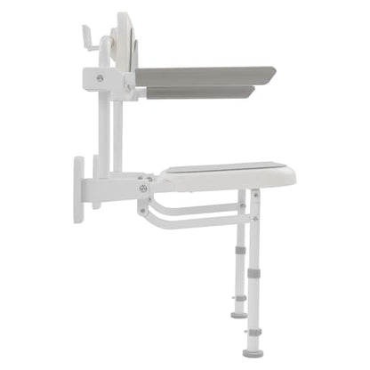 Folding Shower Seat Wall Mounted,18" W Adjustable Height Foldable Shower Chair with Armrests and Backrest Bath Stool Supports 264lbs for Adults Seniors Disabled Home Care