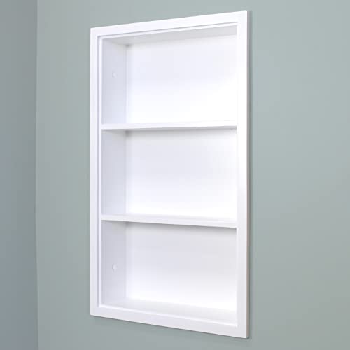 14x24 Sloane Recessed Wall Niche Medicine Cabinet Replacement, in The Wall Bathroom Cabinet Insert Shelf/Shelves, Made in North America, Real Wood, NO MDF, White Plain Back - color: White, size: 14x24
