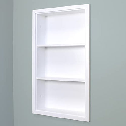 14x24 Sloane Recessed Wall Niche Medicine Cabinet Replacement, in The Wall Bathroom Cabinet Insert Shelf/Shelves, Made in North America, Real Wood, NO MDF, White Plain Back - color: White, size: 14x24
