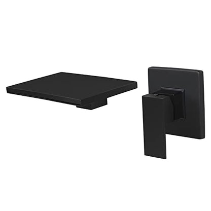 Wall Mount Bathtub Faucet,Brass Bathroom Waterfall Tub Faucet Single Handle Roman Tub Filler with Rough-in Valve,Matte Black,2Y3MK - color: Matte Black, size: 1 Handle Style B