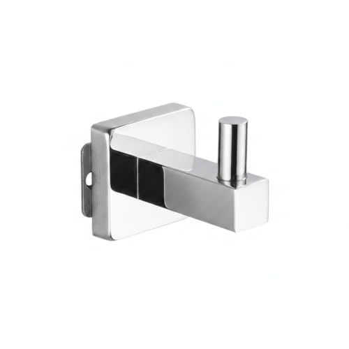 Wall Hook Stainless Steel Adhesive Mount for Bathroom Tile and Glass, Drill-Free Holder for Wet Towels and Robes (1 Piece) - size: 2.17 x 1.97 x 1.69 in