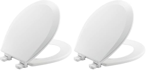 BEMIS 500EC 390 Toilet Seat with Easy Clean & Change Hinges,Round,Cotton White,(Pack of 2) - size: Round (Pack of 2), style: Minimalist
