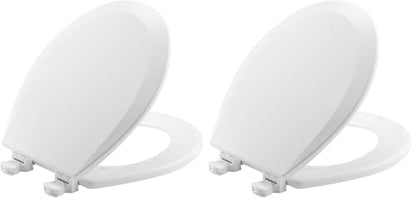 BEMIS 500EC 390 Toilet Seat with Easy Clean & Change Hinges,Round,Cotton White,(Pack of 2) - size: Round (Pack of 2), style: Minimalist