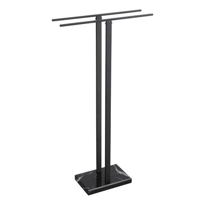KES 37" Freestanding Towel Rack, Heavy Black Marble Base, Stainless Steel | Natural Veining Marble, Anti-Slip Pads, Rustproof Stainless T-Bars, Stable 8.23 lb Base, No-Drill Setup - color: Black Marble & Black Bar, size: 37" H (Equal-height)