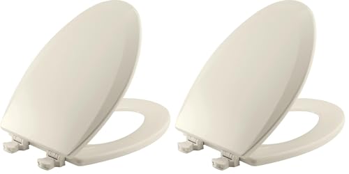 Bemis 1500EC Durable Wood Toilet Seat with Easy Clean Hinges, Made in USA, Elongated, Biscuit (Pack of 2) - color: Biscuit, size: Elongated (Pack of 2)