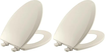 Bemis 1500EC Durable Wood Toilet Seat with Easy Clean Hinges, Made in USA, Elongated, Biscuit (Pack of 2) - color: Biscuit, size: Elongated (Pack of 2)