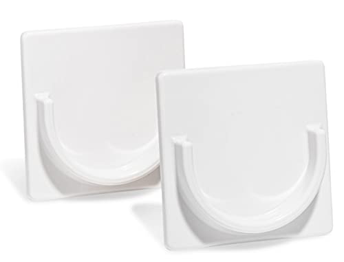 Adhesive Shower Rod Holders | No Drilling Shower Curtain Rod Holders For Wall | Shower Curtain Wall Mount | Stick On Shower Bar Holder | White 2 Pk | No Drilling | Shower Rod Not Incl | - color: White, size: Small