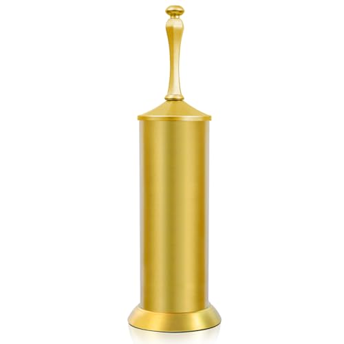 Brass Toilet Brush and Holder，Extra Long Handled Gold Toilet Brush for Bathroom，Stainless Steel Heavy Duty Toilet Bowl Brush,Deep Cleaning Modern Toilet Cleaner Brush -Space Saving, Covered Brush - color: Brass Gold