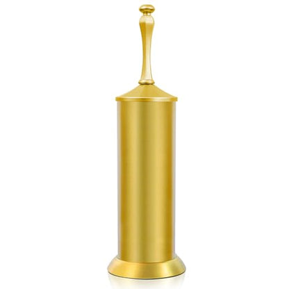 Brass Toilet Brush and Holder，Extra Long Handled Gold Toilet Brush for Bathroom，Stainless Steel Heavy Duty Toilet Bowl Brush,Deep Cleaning Modern Toilet Cleaner Brush -Space Saving, Covered Brush - color: Brass Gold