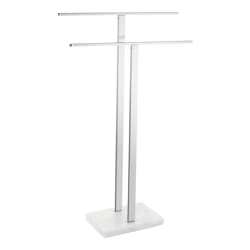 KES Standing Towel Rack with Marble Base, 2-Tier 33” H Polished Silver | Heavy Weighted Base, SUS304 Stainless Steel, Anti-rust, Freestanding, Bathroom Floor, Fits Bath Towels & Hand Towels, BTH217 - color: Polished Silver, size: 33” H (2-tier)