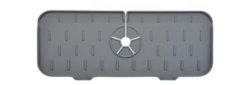 Silicone Sink Splash Guard for Faucet – Faucet Mat Drip Catcher, Kitchen Sink Water Guard, Behind Faucet Protector, Fast-Drying, Fits Most Sinks (14.5” x 5.5”, Dark Gray)