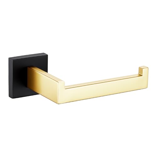 KOKOSIRI Toilet Paper Holders Wall Mounted Toilet Roll Holder for Bathrooms Hardware Washroom T-304 Stainless Steel, Matte Black and Gold B2003GDK - color: Black Gold, size: Without Shelf(1 Pack)