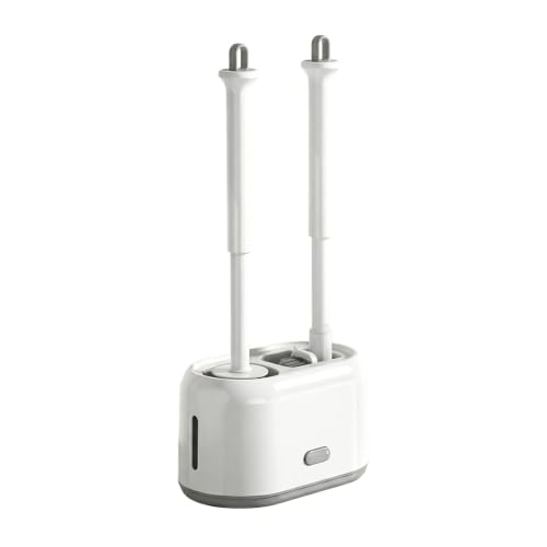ROOM127 Wall-Mounted 2-in-1 Toilet Brush Set with Holder and Crevice Brush | Curved Under-Rim Bowl Brush with V-Shaped Crevice Scrubber and Long Handles for Tile Gaps, Grout Lines and Bathroom Corners