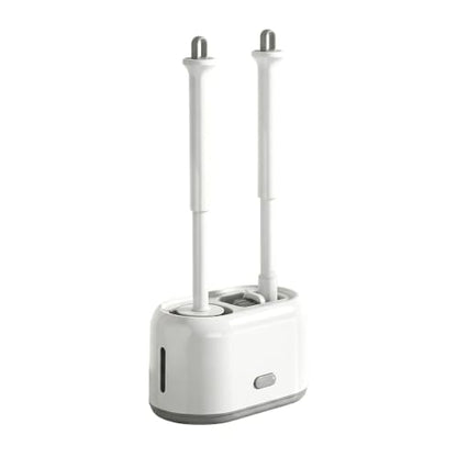 ROOM127 Wall-Mounted 2-in-1 Toilet Brush Set with Holder and Crevice Brush | Curved Under-Rim Bowl Brush with V-Shaped Crevice Scrubber and Long Handles for Tile Gaps, Grout Lines and Bathroom Corners