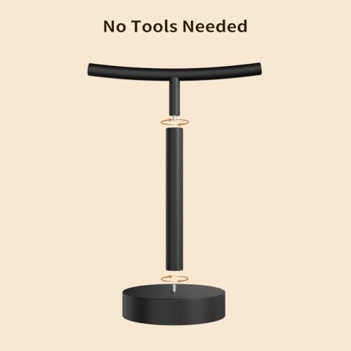 Hand Towel Holder Stand, Matte Black, 10.6" Height | Freestanding T-Shape Towel Rack, Weighted Base, For Bathroom & Kitchen - size: 10.6" Height