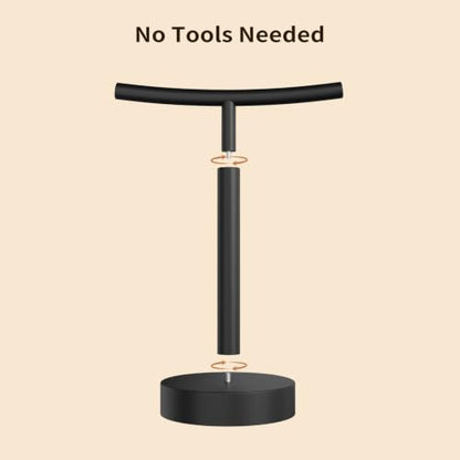 Hand Towel Holder Stand, Matte Black, 10.6" Height | Freestanding T-Shape Towel Rack, Weighted Base, For Bathroom & Kitchen - size: 10.6" Height
