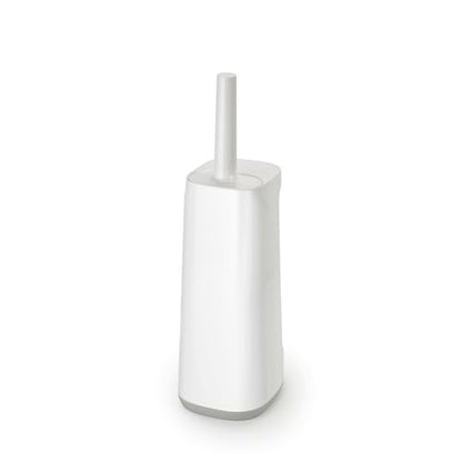 Joseph Joseph Flex Plus - Smart Hygienic Silicone Toilet Brush with Storage Bay Caddy, flexible, anti-drip, anti-clog deep clean head - Large, White/Grey