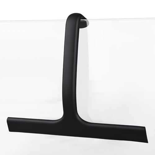 wlich 10" Shower Squeegee, Silicone Shower Wiper for Glass Doors, Black | One-Piece No-Drill Design, Flexible Silicone Squeegee for Window Cleaning, Streak-Free Cleaning Bathroom, Easy Installation - color: Black