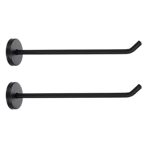 uxcell 2Pcs 8 Inch Coat Hooks, Stainless Steel Long Nose Wall Mount Hook, Robe Towel Hangers with Screws for Livingroom Bathroom Closets and Wardrobe, Black - color: Black, size: 8 Inch