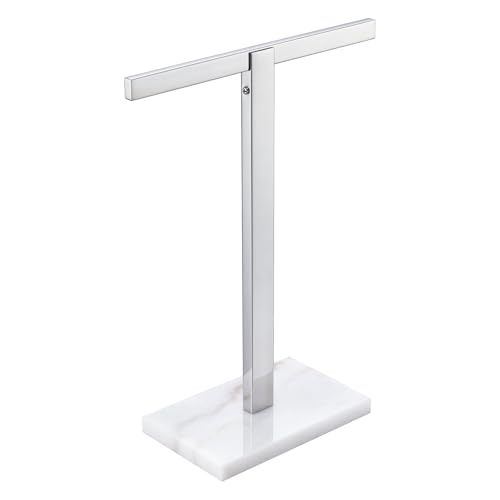 KOKOSIRI Hand Towel Rack Stand Towel Bar with Marble Base for Bathroom Kitchen Vanity Countertop, Polished Stainless Steel 15.7'' Height THS0002-SM-CH - color: Polished Chrome, size: 1-Bar