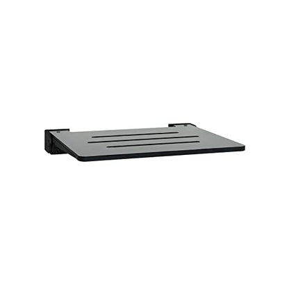 Seachrome 18 inch Silhouette Slimline Folding Wall Mount Shower Bench Seat, Gray Seat with Matte Black Frame - color: Gray Seat With Matte Black Frame